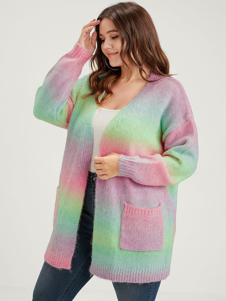 Ombre Super Soft Plush Knit Pocket Open Front Heather Cardigan