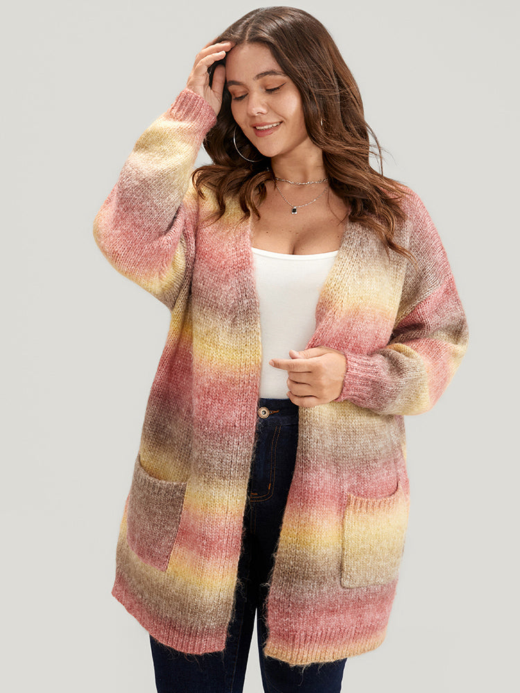 Ombre  Spacedye Knit Pocket Open Front Heather Cardigan