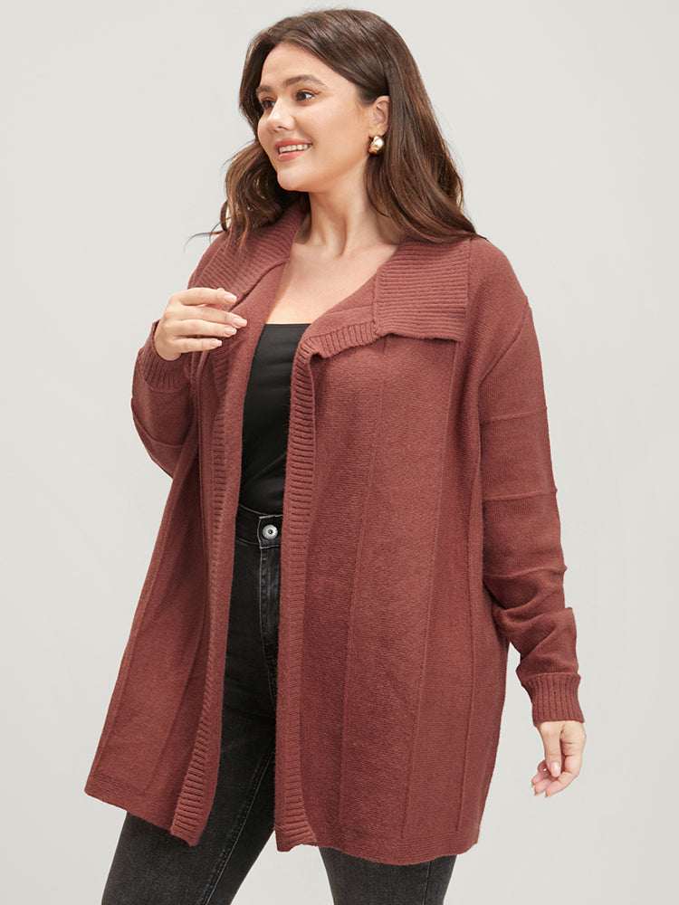 Solid Soft Sexy Yarn Knit Lapel Collar Open Front Cardigan