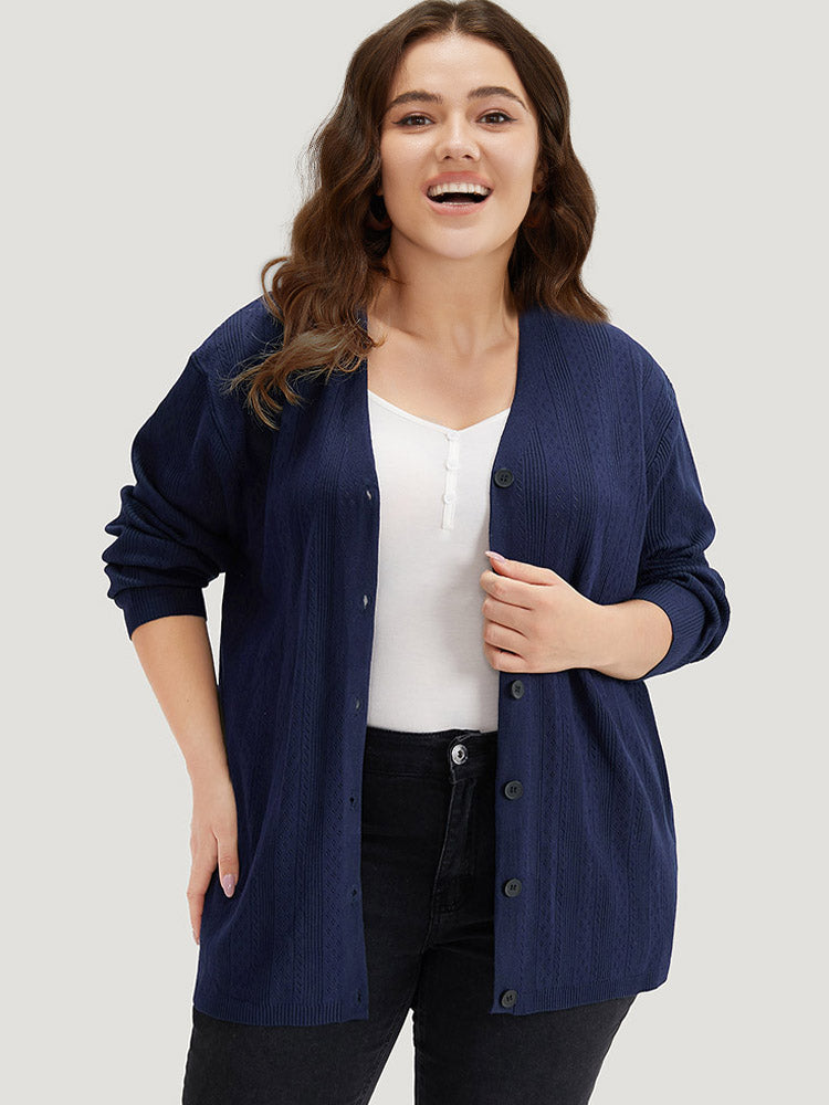 Solid Button Down Very Stretchy Cardigan