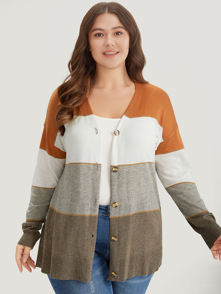 Supersoft Essentials Colorblock Contrast Button Up Lightweight Cardigan