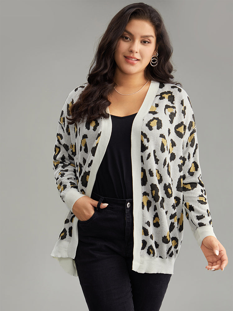 Leopard Print Elastic Cuffs Cardigan