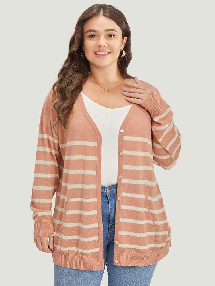 Supersoft Essentials Striped Pocket Button Through Cardigan