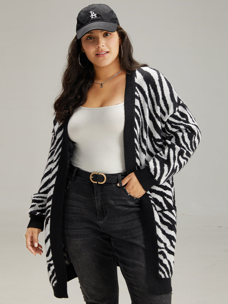 Supersoft Essentials Zebra Print Patched Pocket Cardigan