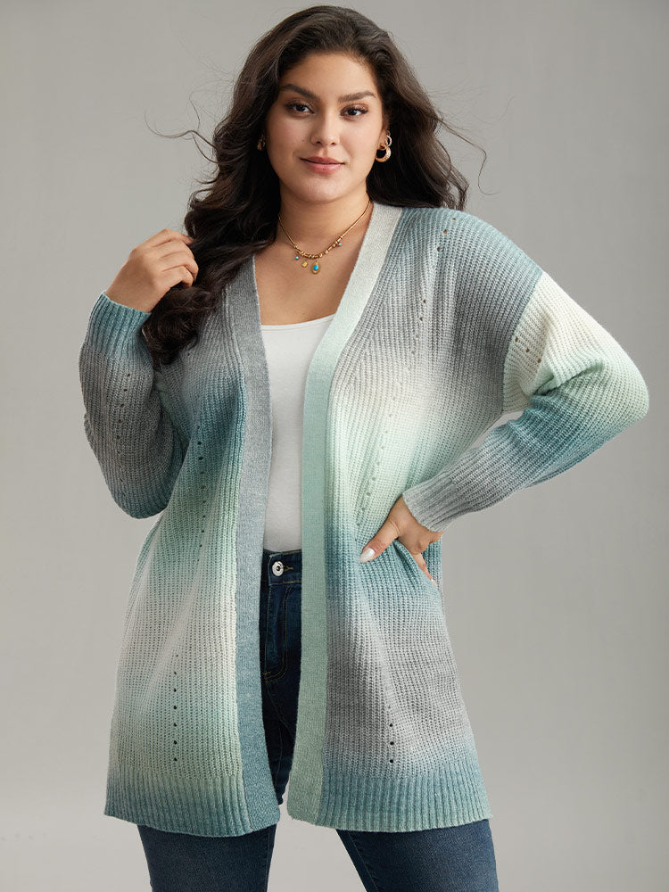 Ombre Split Side Open Front Cardigan