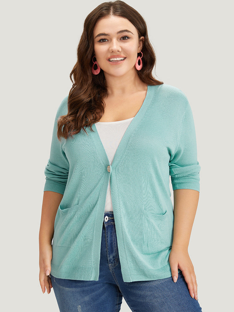 Supersoft Essentials Solid Button Up Pocket Drop Shoulder Cardigan