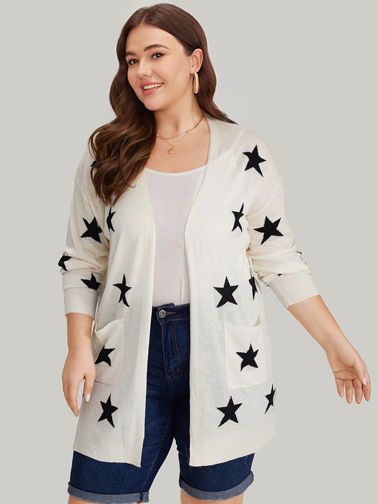 Supersoft Essentials Star Print Pocket Open Front Cardigan