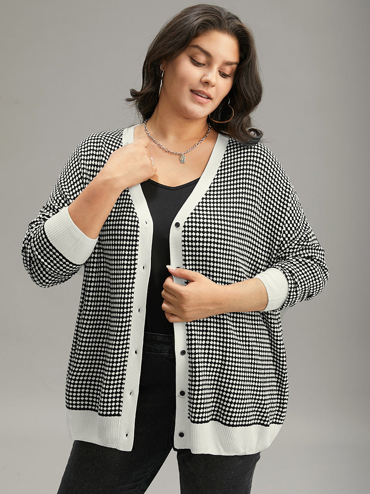 Polka Dot Patchwork Button Through Cardigan