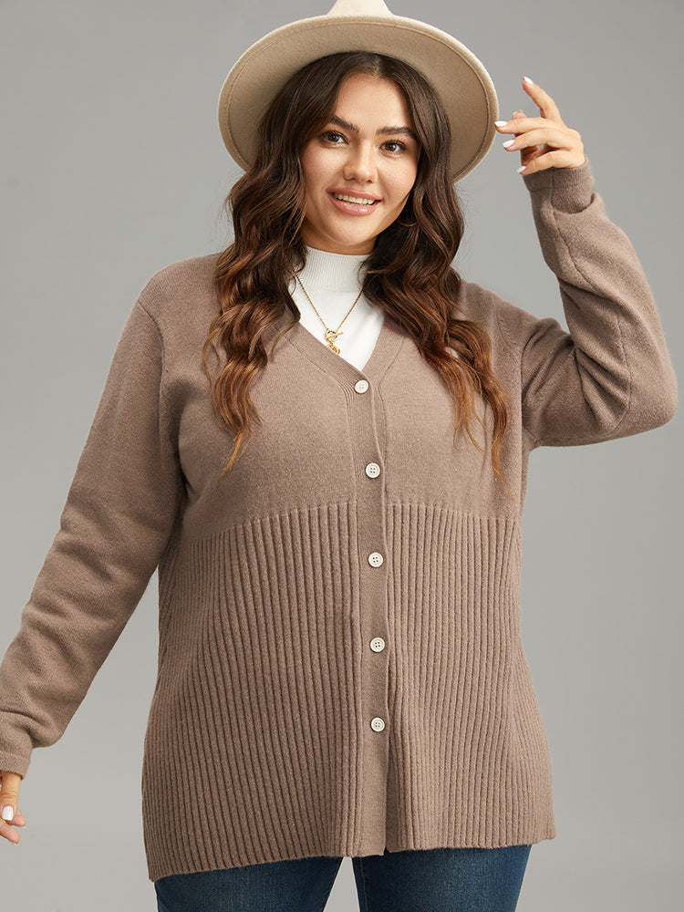 Supersoft Essentials Plain Button Up Texture Cardigan