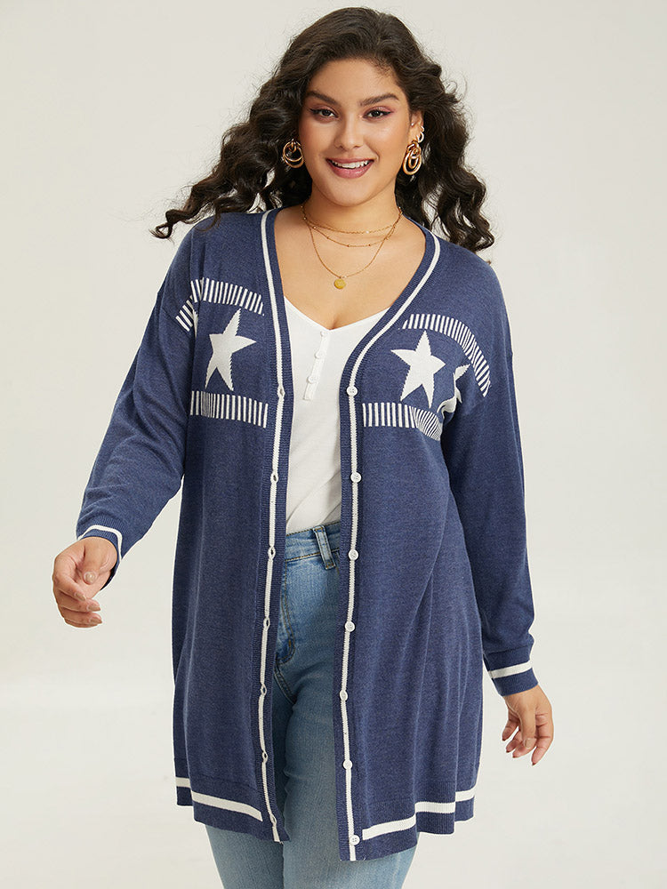 Supersoft Essentials Star Contrast Trim Button Through Cardigan