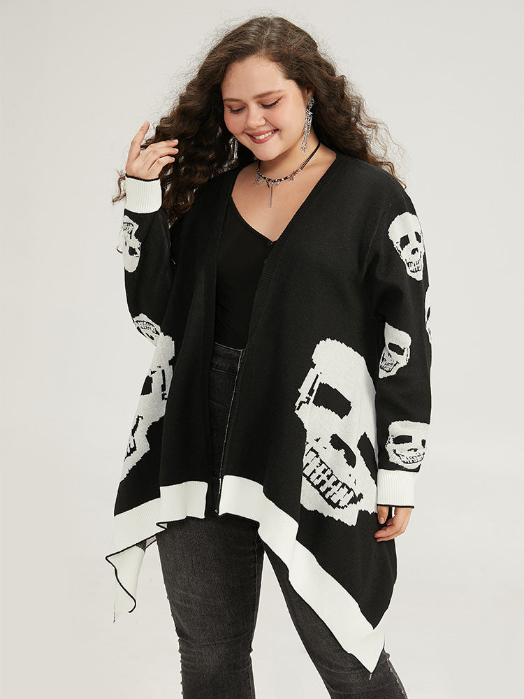 Supersoft Essentials Halloween Skull Asymmetrical Hem Cardigan