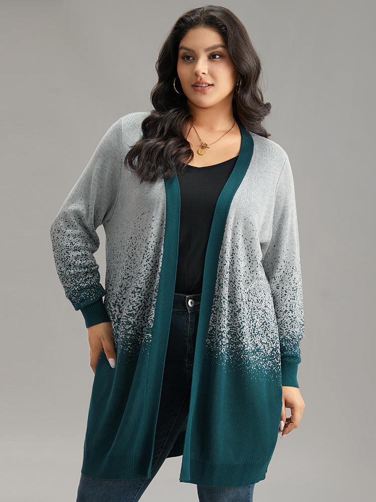 Ombre Heather Contrast Open Front Cardigan