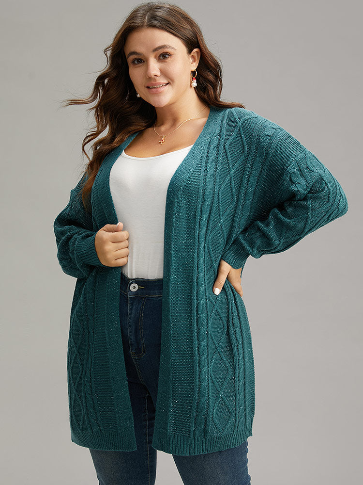 Plain Cable Knit Luxe Open Front Cardigan