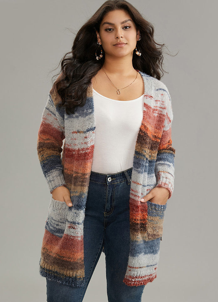 Ombre Heather Contrast Pocket Cardigan