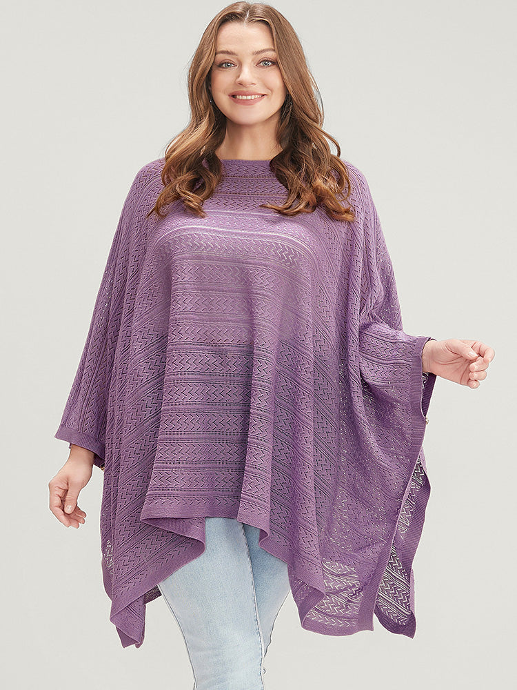 Plain Asymmetrical Hem Dolman Sleeve Knit Top