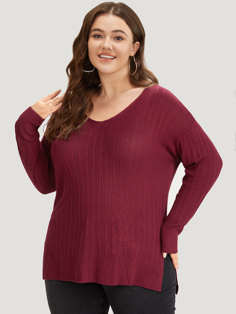 Supersoft Essentials Plain Rib Knit Split Side Pullover