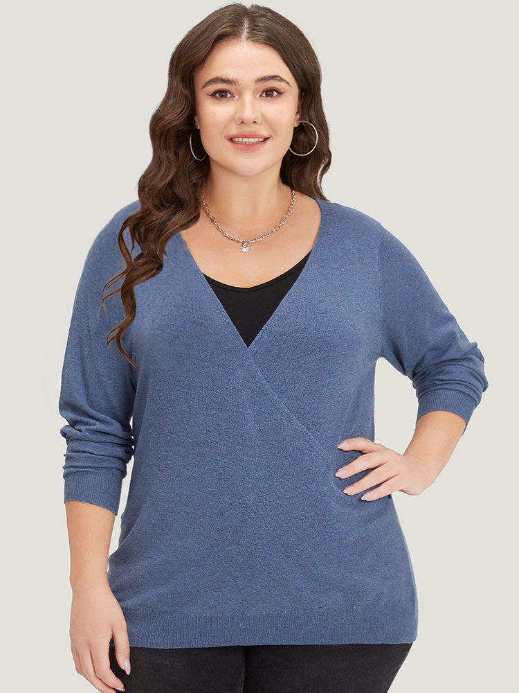 Plain Crossover Elastic Cuffs Pullover