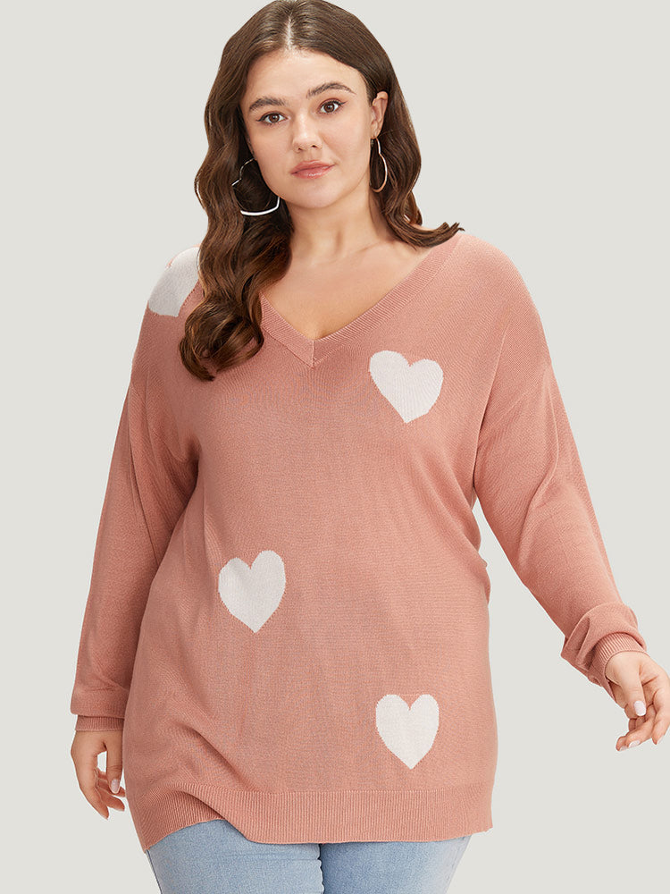 Supersoft Essentials Heart Print Contrast Very Stretchy Pullover