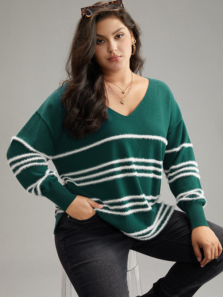 Supersoft Essentials Striped Contrast Split Hem Pullover