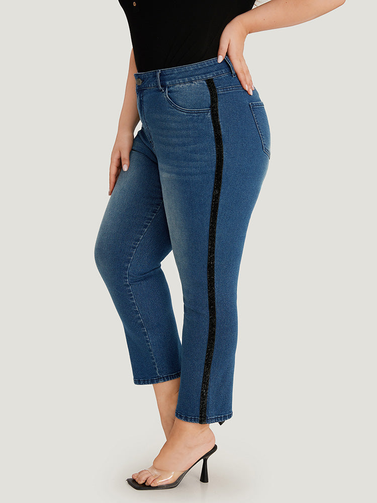 Glitter Patchwork High Rise Very Stretchy Jeans