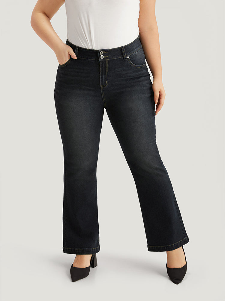 Plain Flare Leg Dark Wash Jeans