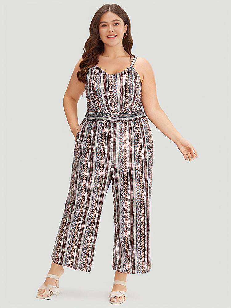 Bandana Striped Pocket Cami Jumpsuit