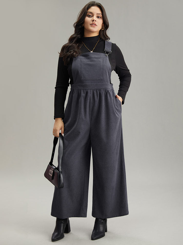 Corduroy Adjustable Straps Gathered Pocket Jumpsuit