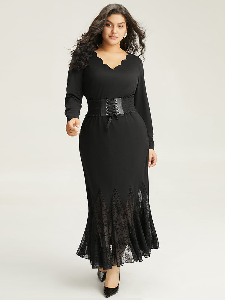 Halloween Guipure Lace Elastic Waist Woven Skirt