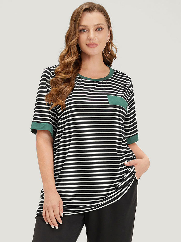 Striped Contrast Patchwork T-shirt