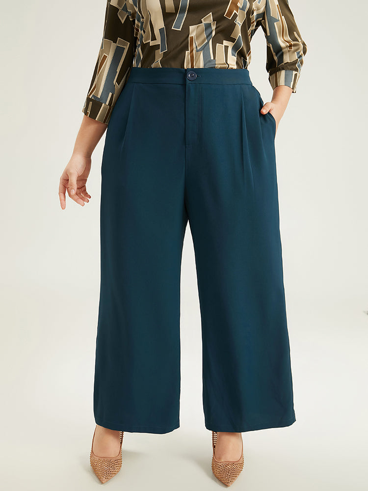 Plain Pocket Wide leg Woven Pants