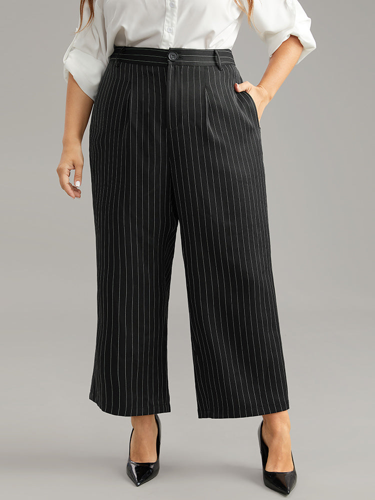 Striped Button Up Wide Leg Pants