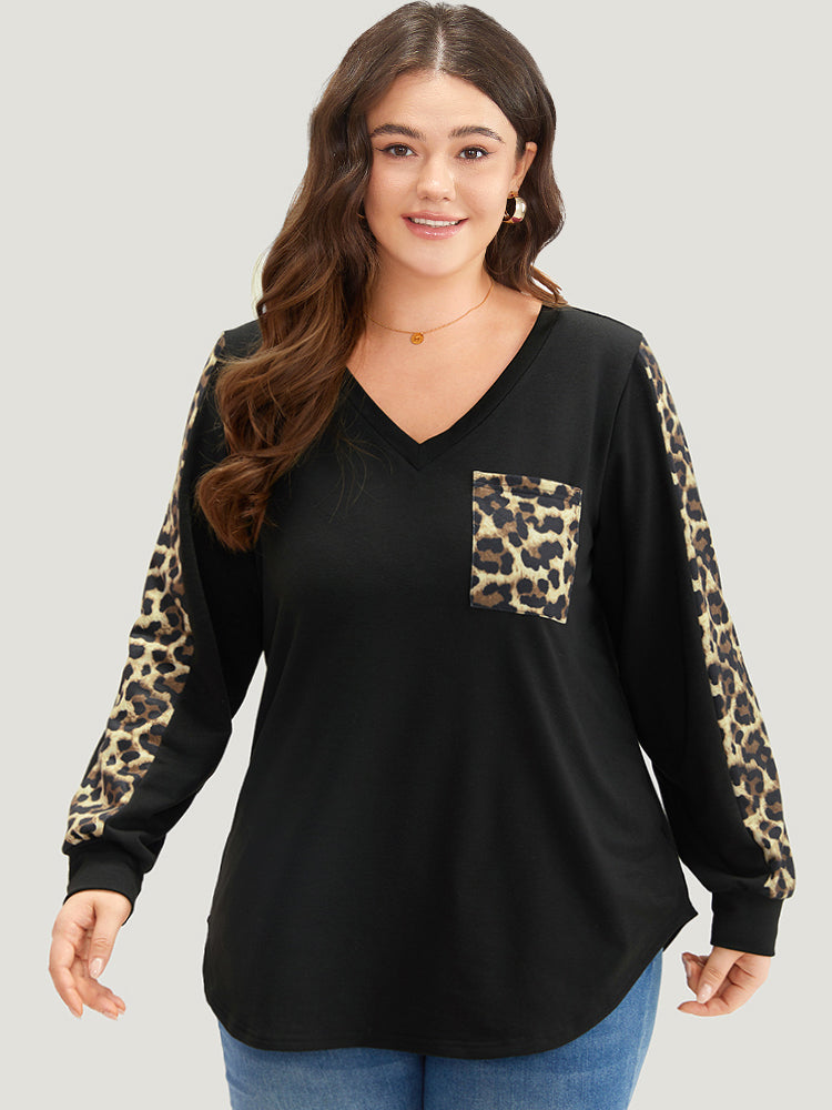 Patchwork Leopard Patched Pocket Sweatshirt