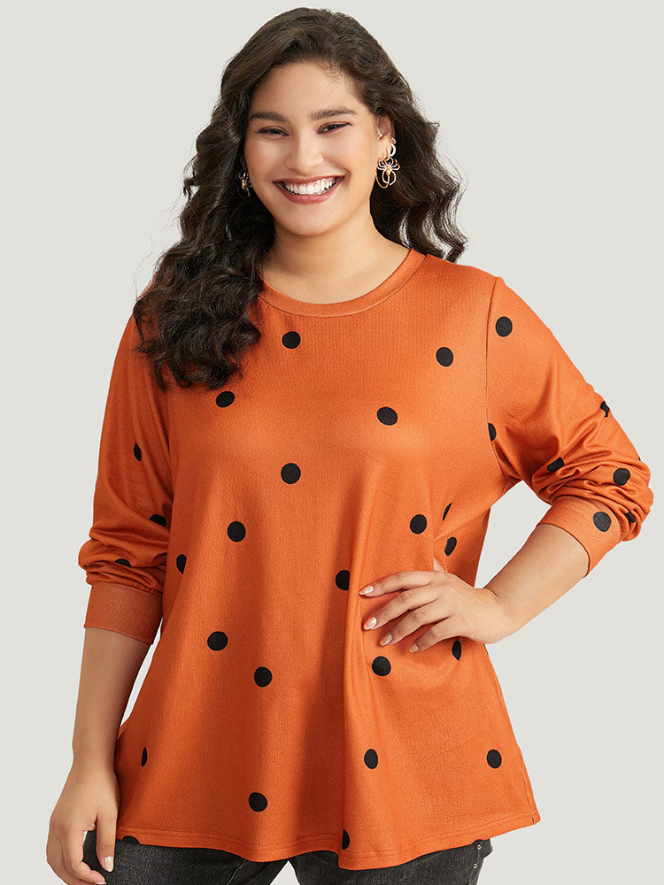 Halloween Round Neck Polka Dot Sweatshirt