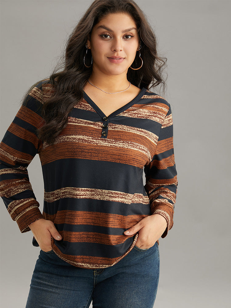 Colour Striped Button Up Sweatshirt