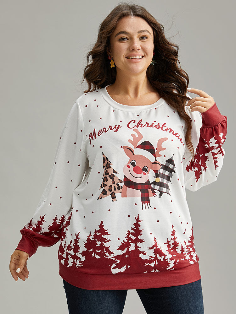 Graphic Christmas Round Neck Sweatshirt