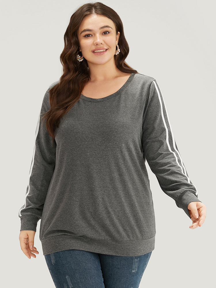 Contrast Trim Crew Neck Sweatshirt