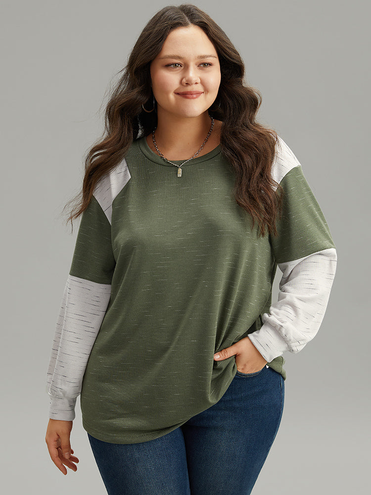 Colorblock Patchwork Raglan Sleeve Sweatshirt