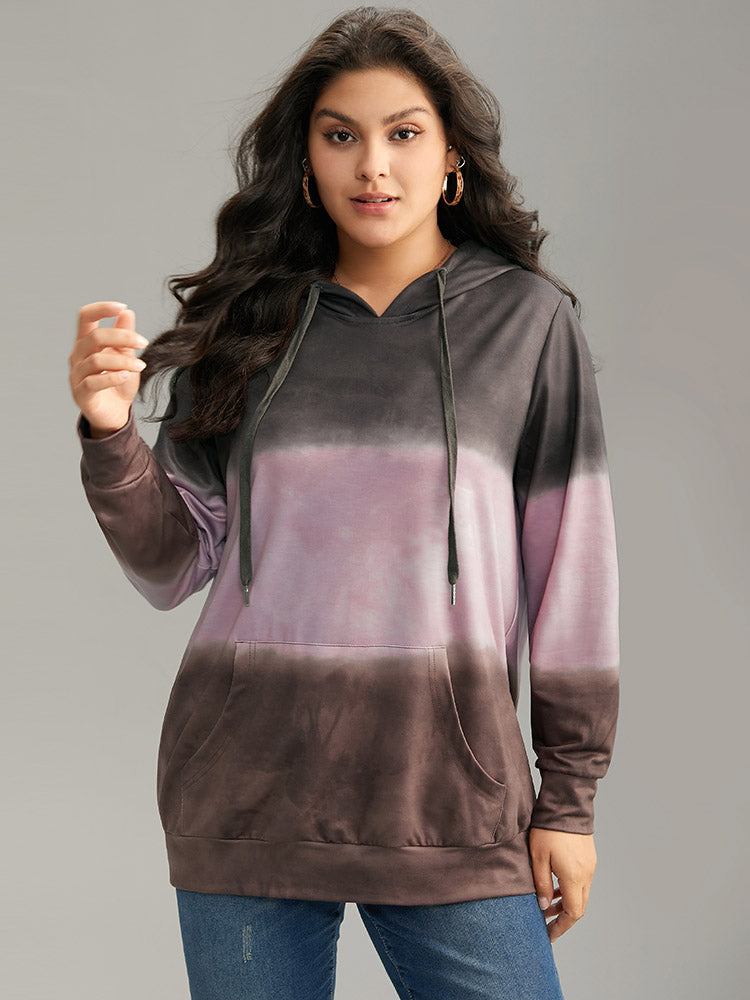 Tie Dye Contrast Kangaroo Pocket Sweatshirt