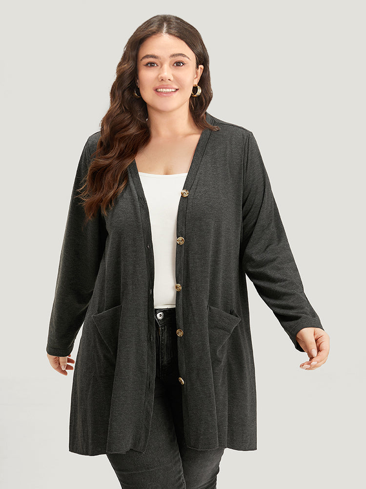 Halloween Plain Pocket Asymmetrical Hem Coat