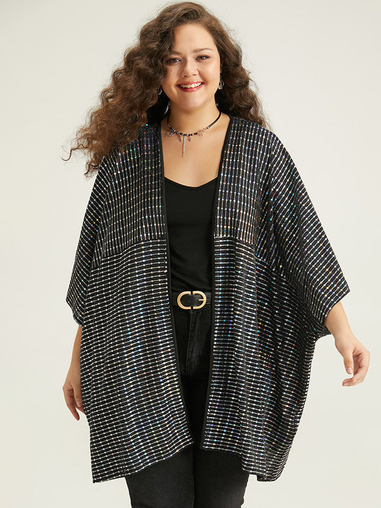 Halloween Sequin Drape Open Front Kimono