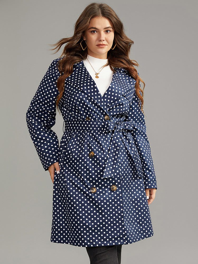 Static-Free Polka Dot Belted Double Breasted Coat