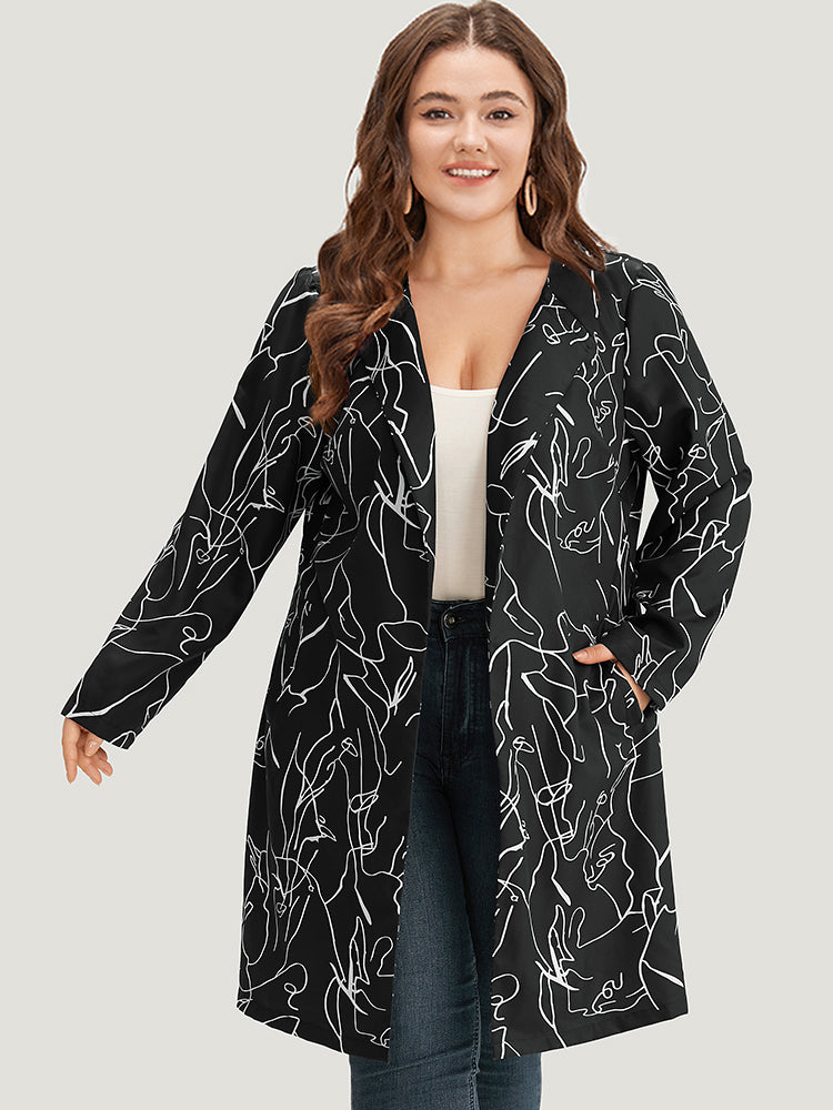 Halloween Graffiti Print Open Front Maxi Coat