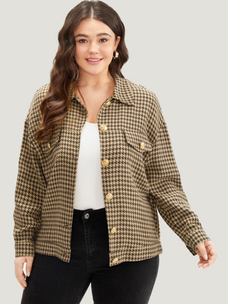 Houndstooth Pocket Metal Detail Jacket