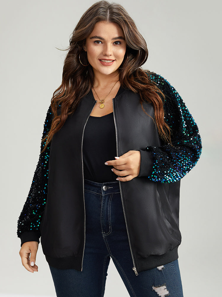 Sequin Detail Patchwork Pocket Jacket