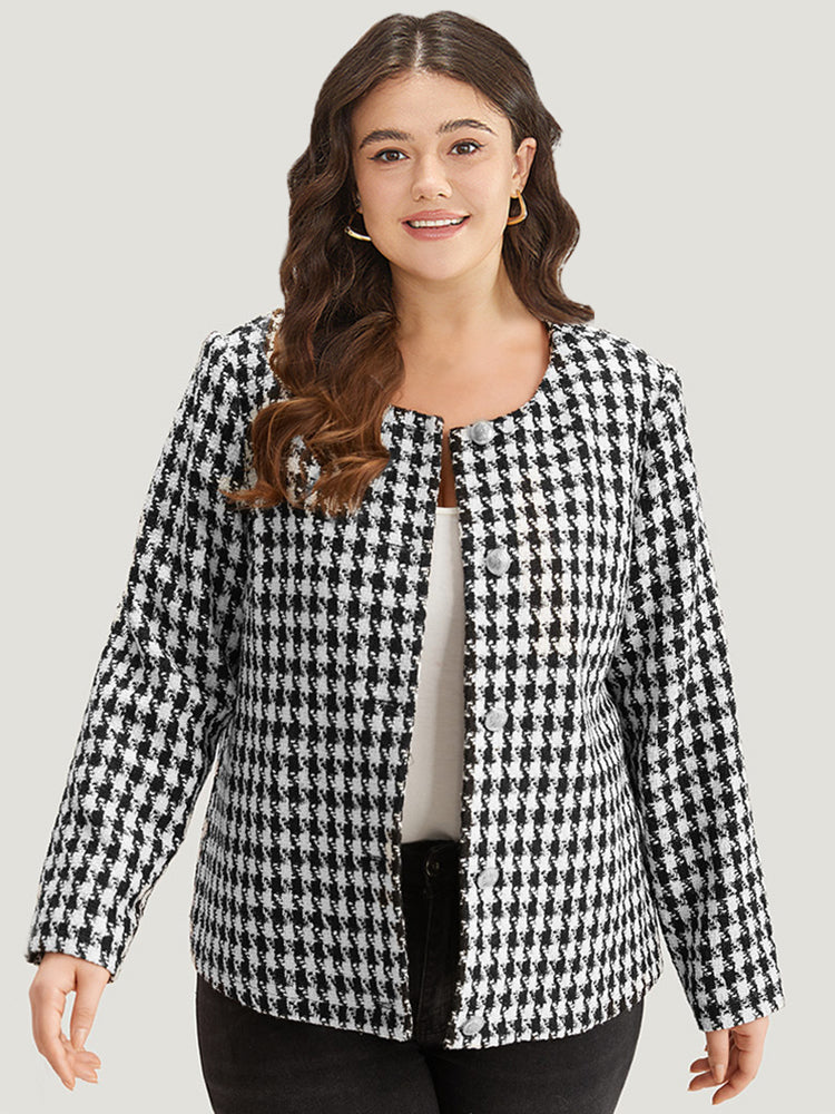 Houndstooth Button Through Blazer