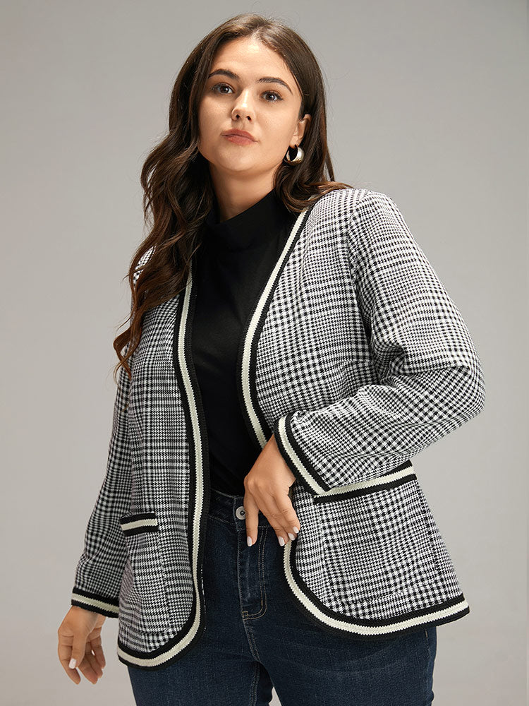 Gingham Contrast Webbing Pocket Blazer