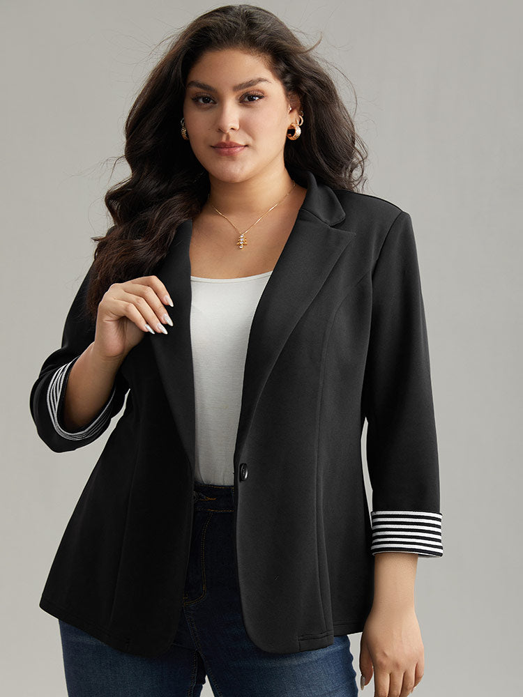 Suit Collar Striped Patchwork Blazer