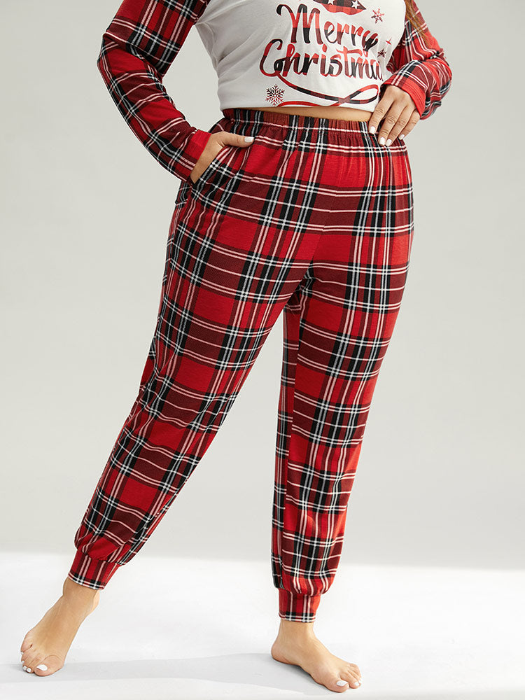 Christmas Plaid Elastic Waist Sleep Bottoms