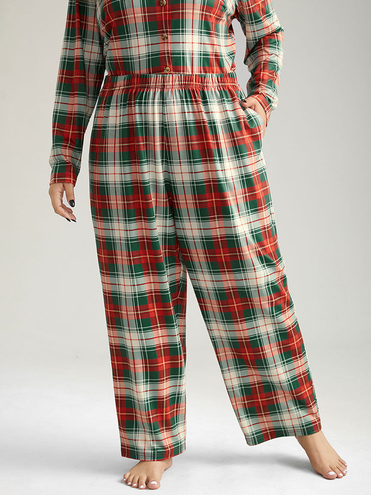 Christmas Plaid Elastic Waist Sleep Pants