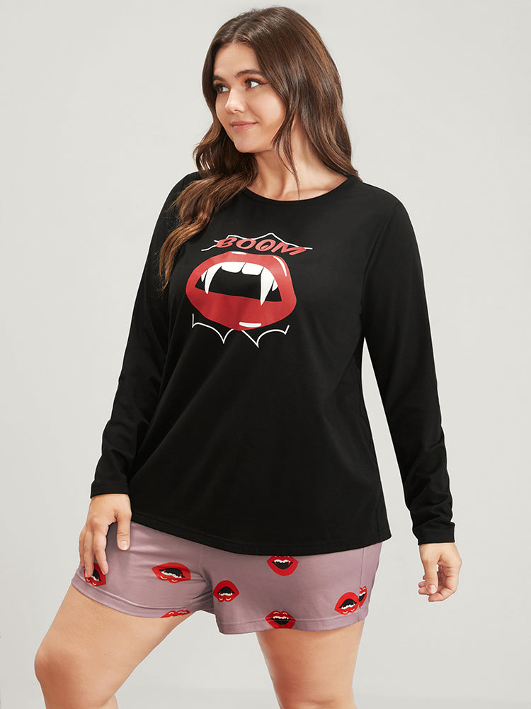 Halloween Lip Print Pajama Set